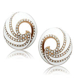IP Rose Gold(Ion Plating) Brass Earrings with Top Grade Crystal  in Clear