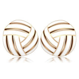 GL166 IP Rose Gold(Ion Plating) Brass Earrings with Epoxy in White