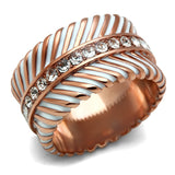 IP Rose Gold(Ion Plating) Brass Ring with Top Grade Crystal  in Clear