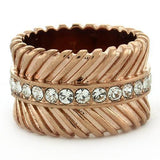 IP Rose Gold(Ion Plating) Brass Ring with Top Grade Crystal  in Clear