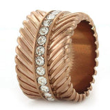 IP Rose Gold(Ion Plating) Brass Ring with Top Grade Crystal  in Clear