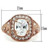 IP Rose Gold(Ion Plating) Brass Ring with AAA Grade CZ  in Clear