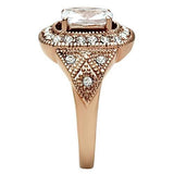 IP Rose Gold(Ion Plating) Brass Ring with AAA Grade CZ  in Clear