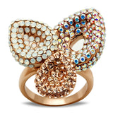 IP Rose Gold(Ion Plating) Brass Ring with Top Grade Crystal  in Multi Color