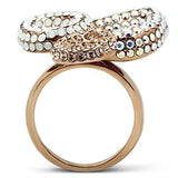 IP Rose Gold(Ion Plating) Brass Ring with Top Grade Crystal  in Multi Color