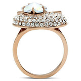IP Rose Gold(Ion Plating) Brass Ring with Top Grade Crystal  in Clear