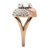 IP Rose Gold(Ion Plating) Brass Ring with Top Grade Crystal  in Clear