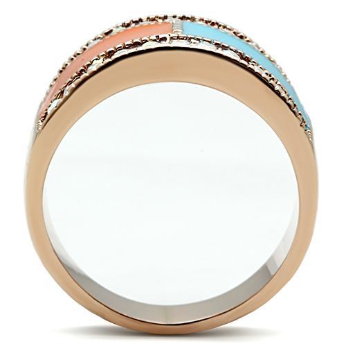 IP Rose Gold(Ion Plating) Brass Ring with Top Grade Crystal  in Clear