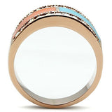 IP Rose Gold(Ion Plating) Brass Ring with Top Grade Crystal  in Clear