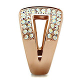 IP Rose Gold(Ion Plating) Brass Ring with Top Grade Crystal  in Aurora Borealis (Rainbow Effect)