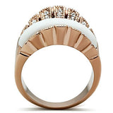 IP Rose Gold(Ion Plating) Brass Ring with Semi-Precious Agate in White