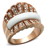 IP Rose Gold(Ion Plating) Brass Ring with Semi-Precious Agate in White