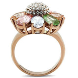 IP Rose Gold(Ion Plating) Brass Ring with AAA Grade CZ  in Multi Color