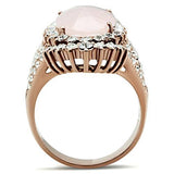IP Rose Gold(Ion Plating) Brass Ring with Precious Stone PINK CRYSTAL in Light Rose