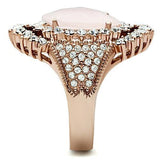 IP Rose Gold(Ion Plating) Brass Ring with Precious Stone PINK CRYSTAL in Light Rose