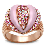 IP Rose Gold(Ion Plating) Brass Ring with Top Grade Crystal  in Light Rose