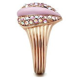 IP Rose Gold(Ion Plating) Brass Ring with Top Grade Crystal  in Light Rose