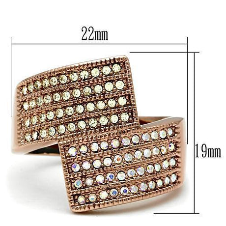 IP Rose Gold(Ion Plating) Brass Ring with Top Grade Crystal  in Multi Color