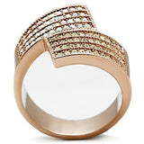 IP Rose Gold(Ion Plating) Brass Ring with Top Grade Crystal  in Multi Color