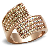 IP Rose Gold(Ion Plating) Brass Ring with Top Grade Crystal  in Multi Color