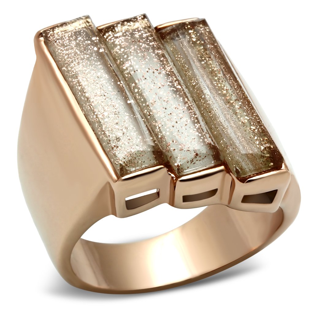 IP Rose Gold(Ion Plating) Brass Ring with Synthetic Spinel in Topaz