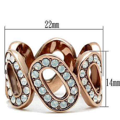 IP Rose Gold(Ion Plating) Brass Ring with Top Grade Crystal  in Aurora Borealis (Rainbow Effect)