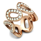 IP Rose Gold(Ion Plating) Brass Ring with Top Grade Crystal  in Aurora Borealis (Rainbow Effect)