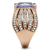 IP Rose Gold(Ion Plating) Brass Ring with AAA Grade CZ  in Light Amethyst