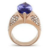 IP Rose Gold(Ion Plating) Brass Ring with AAA Grade CZ  in Tanzanite