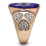 IP Rose Gold(Ion Plating) Brass Ring with AAA Grade CZ  in Tanzanite