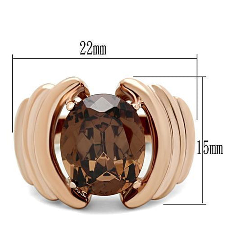 IP Rose Gold(Ion Plating) Brass Ring with AAA Grade CZ  in Brown