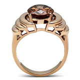 IP Rose Gold(Ion Plating) Brass Ring with AAA Grade CZ  in Brown