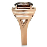 IP Rose Gold(Ion Plating) Brass Ring with AAA Grade CZ  in Brown