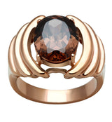 IP Rose Gold(Ion Plating) Brass Ring with AAA Grade CZ  in Brown