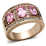 IP Rose Gold(Ion Plating) Brass Ring with AAA Grade CZ  in Rose