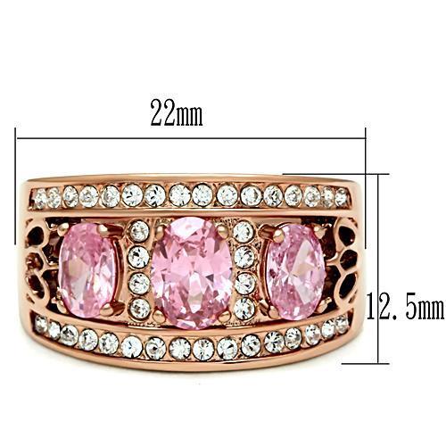 IP Rose Gold(Ion Plating) Brass Ring with AAA Grade CZ  in Rose