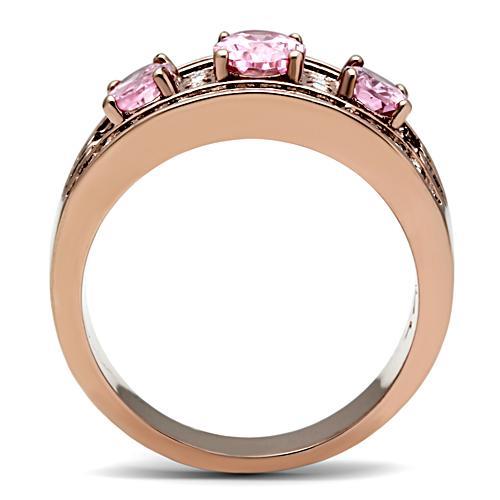 IP Rose Gold(Ion Plating) Brass Ring with AAA Grade CZ  in Rose