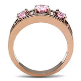 IP Rose Gold(Ion Plating) Brass Ring with AAA Grade CZ  in Rose