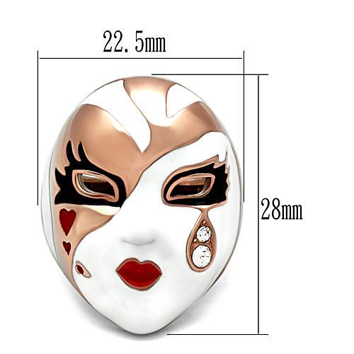 IP Rose Gold(Ion Plating) Brass Ring with Top Grade Crystal  in Clear