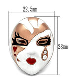 IP Rose Gold(Ion Plating) Brass Ring with Top Grade Crystal  in Clear