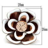 IP Rose Gold(Ion Plating) Brass Ring with Top Grade Crystal  in Light Peach