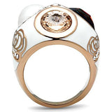 IP Rose Gold(Ion Plating) Brass Ring with Synthetic Synthetic Glass in Multi Color