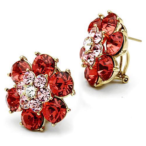 IP Gold(Ion Plating) Brass Earrings with Top Grade Crystal  in Multi Color