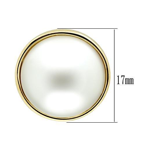 IP Gold(Ion Plating) Brass Earrings with Synthetic Pearl in White
