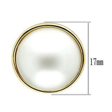 IP Gold(Ion Plating) Brass Earrings with Synthetic Pearl in White