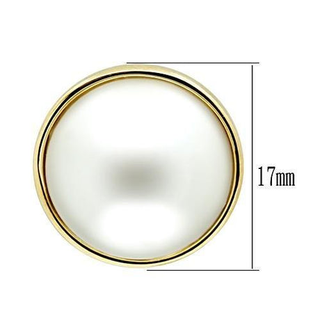 IP Gold(Ion Plating) Brass Earrings with Synthetic Pearl in White
