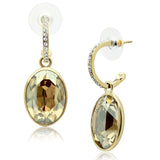 IP Gold(Ion Plating) Brass Earrings with Top Grade Crystal  in Champagne