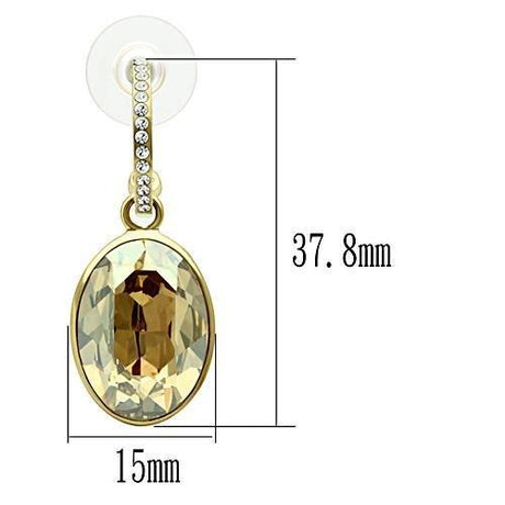 IP Gold(Ion Plating) Brass Earrings with Top Grade Crystal  in Champagne