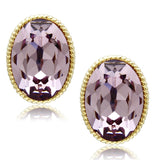IP Gold(Ion Plating) Brass Earrings with Top Grade Crystal  in Light Amethyst