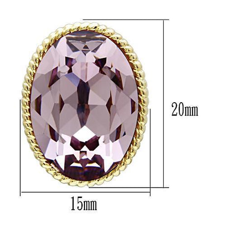IP Gold(Ion Plating) Brass Earrings with Top Grade Crystal  in Light Amethyst